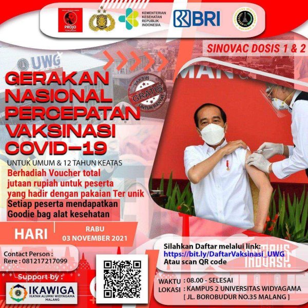 Dukung Program Pemerintah, UWG dan IKAWIGA Gelar Vaksinasi Massal