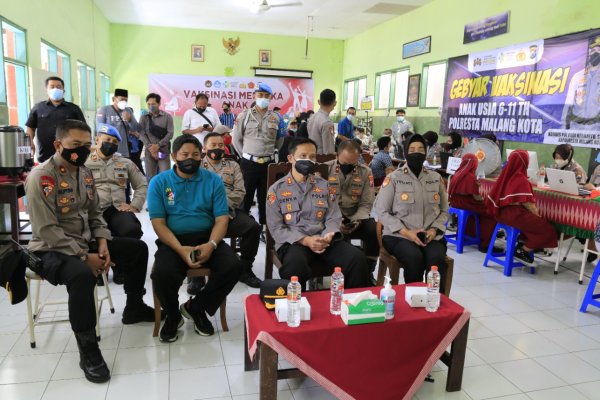 Percepat Herd Immunity, Polresta Malang Kota Gelar Vaksinasi Merdeka Untuk Anak