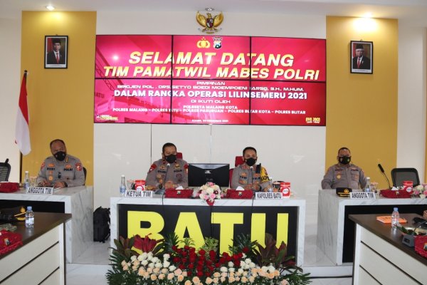 Tim Pamatwil Mabes Polri, Lakukan Pendalaman Ops Lilin Semeru 2021 di Polres Batu