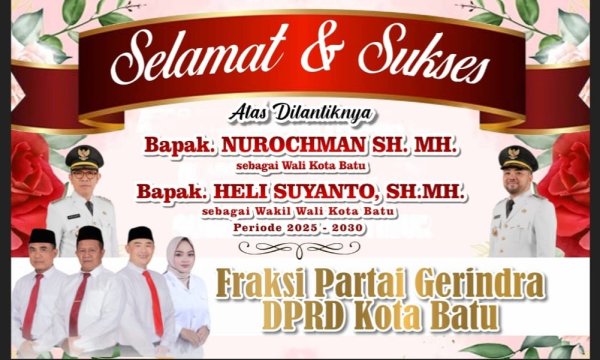 Iklan Ucapan Pelantikan Wali Kota Batu dan Wakil Wali Kota Batu