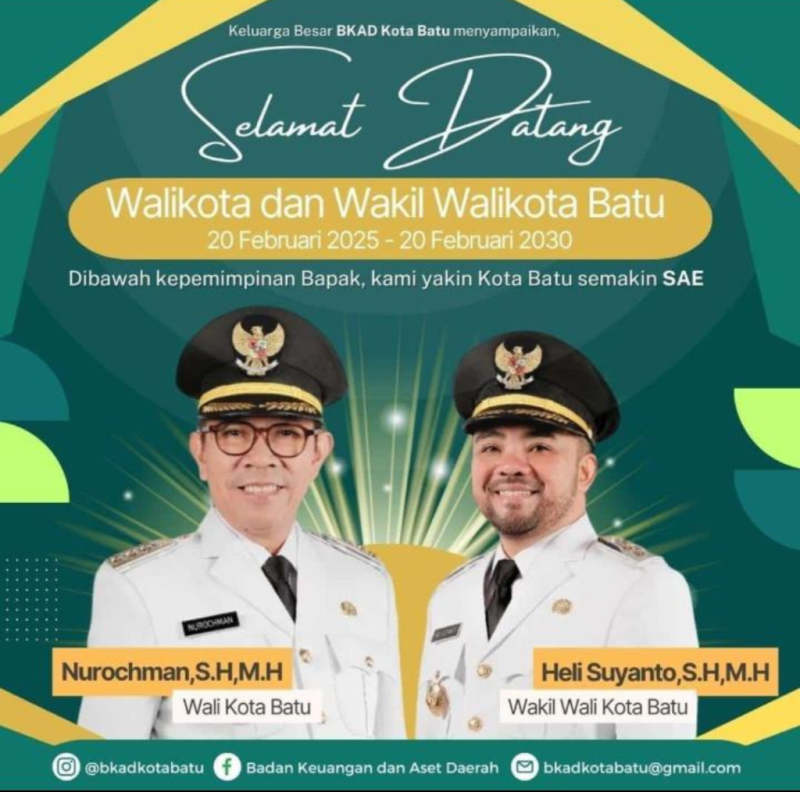 Iklan Ucapan Pelantikan Wali Kota Batu dan Wakil Wali Kota Batu