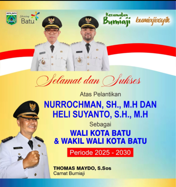 Iklan Ucapan Pelantikan Wali Kota Batu dan Wakil Wali Kota Batu