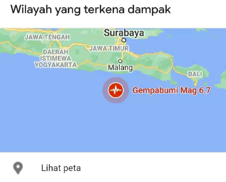 Malang Raya di Guncang Gempa Pukul 14.00 WIB Masyarakat Panik