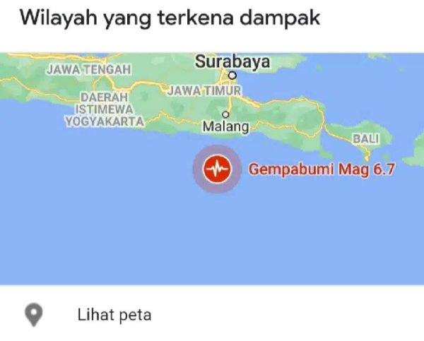 Malang Raya di Guncang Gempa Pukul 14.00 WIB Masyarakat Panik