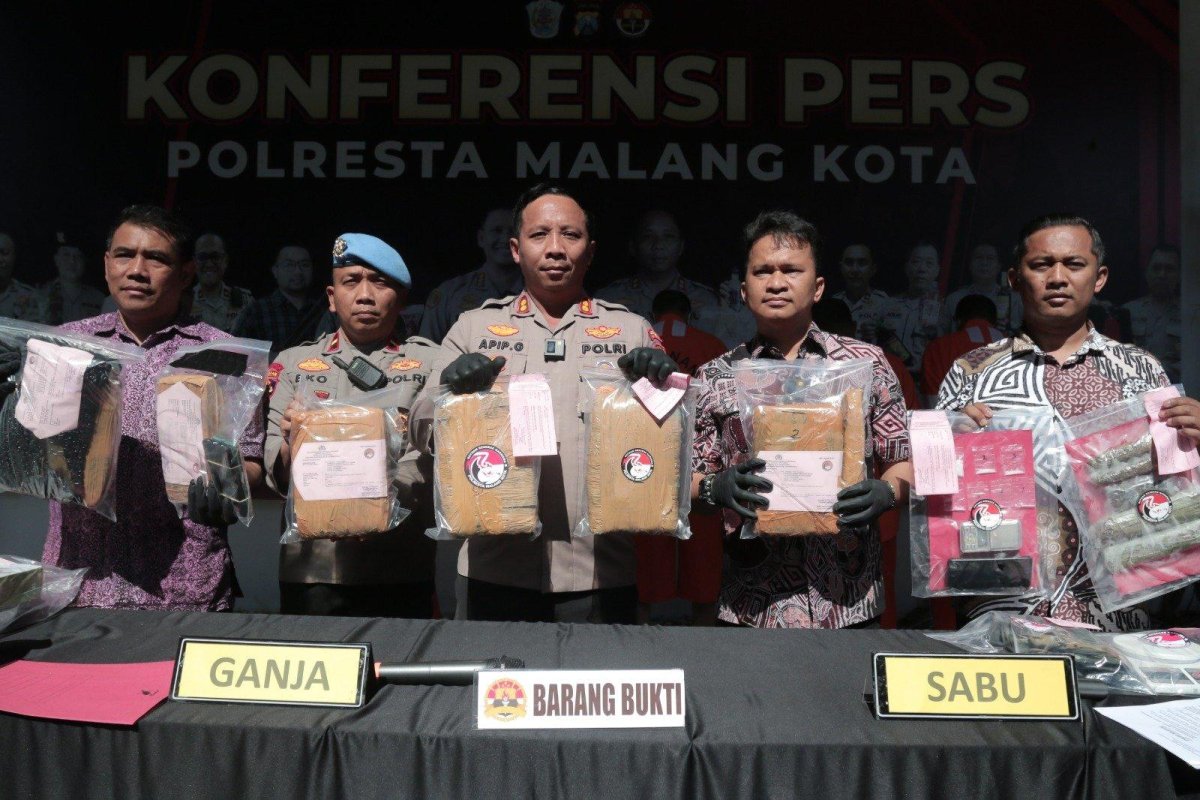 Polresta Malang Kota Kembali Berhasil Gagalkan Peredaran Narkoba Jenis Ganja dan Sabu