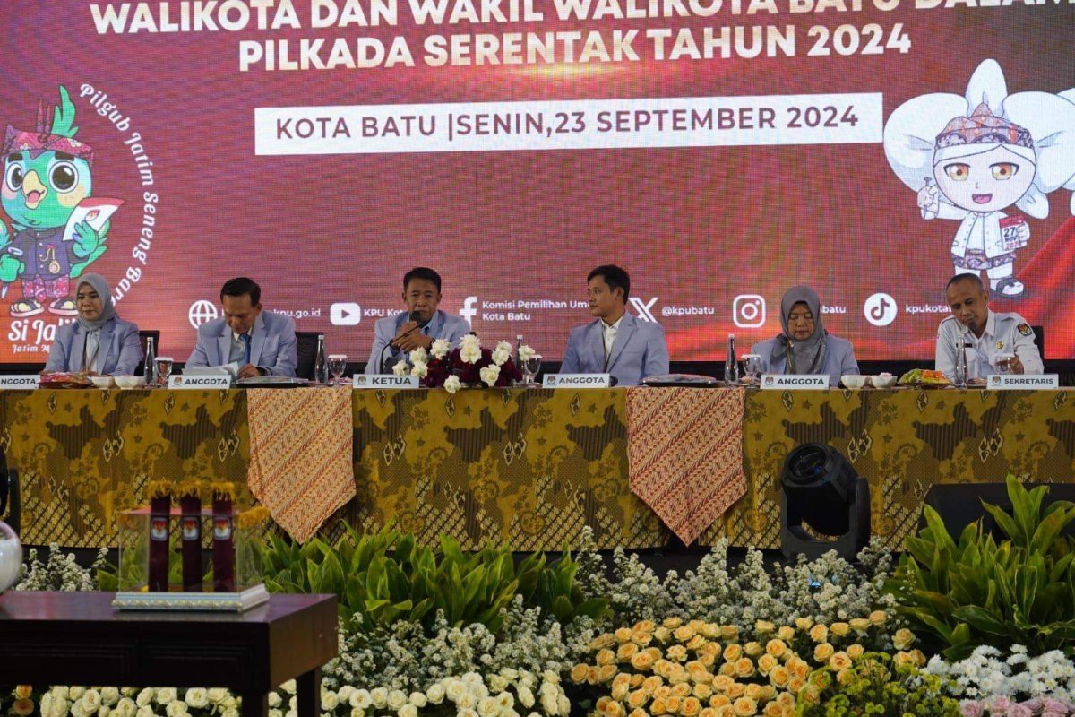 KPU Kota Batu Gelar Rapat Pleno Terbuka, Pengundian Nomor Urut Paslon Cawali Batu dan Wawali dalam Pilkada Serentak Tahun 2024