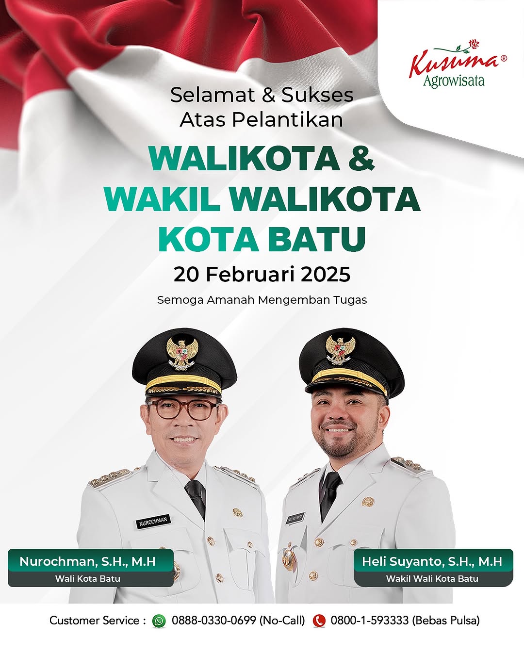 Iklan Ucapan Pelantikan Wali Kota Batu dan Wakil Wali Kota Batu