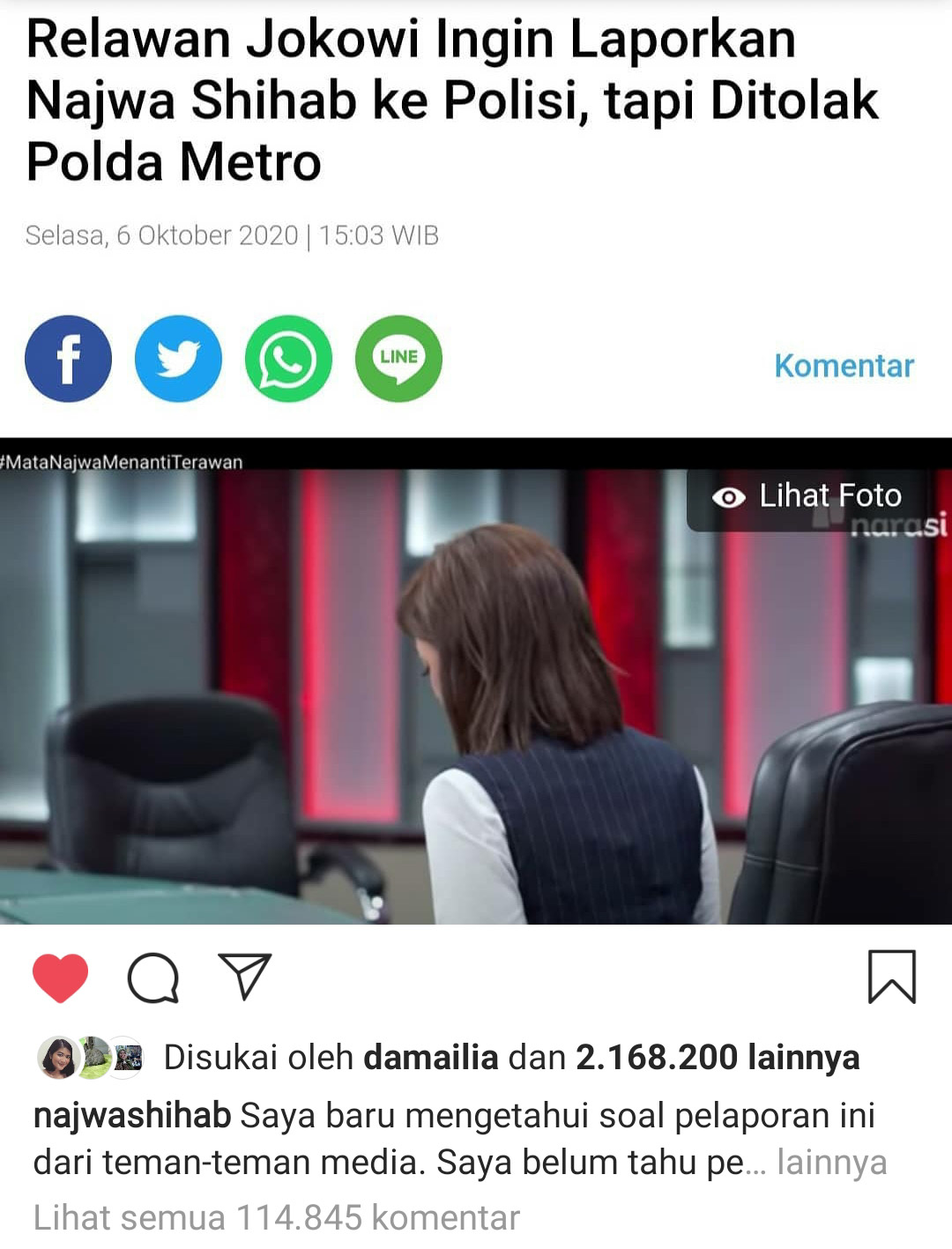 Wawancara Kursi Kosong Menkes Terawan, Najwa Shihab Buka Suara Soal Pelaporan Dirinya