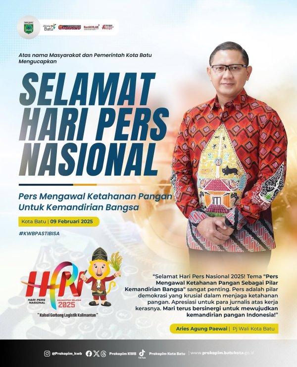 Hari Pers Nasional, Pj. Wali Kota Batu, Aries AP: Terima Kasih Kepada Seluruh Insan Pers
