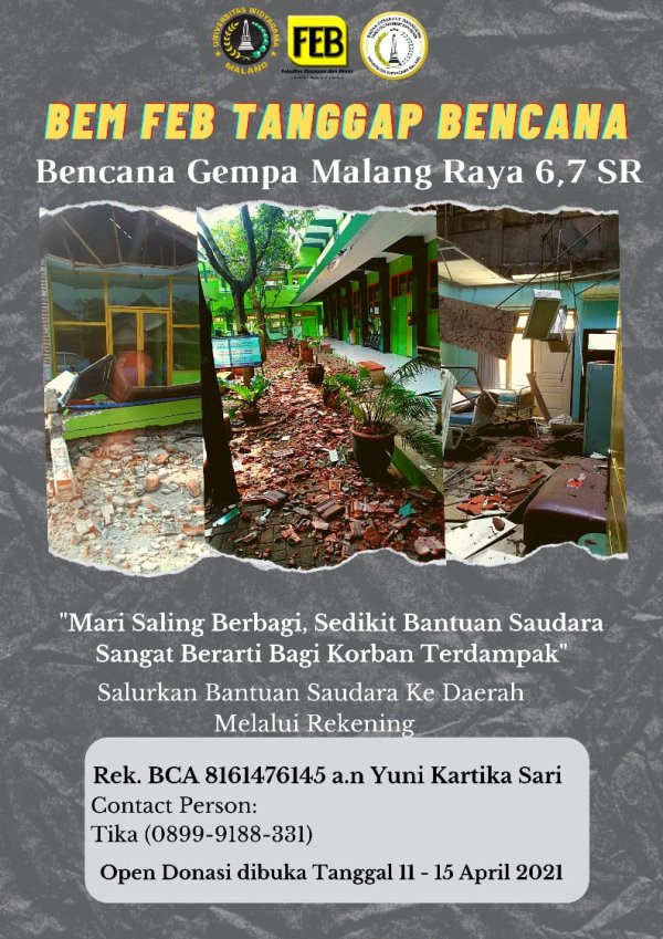 Ringankan Korban Gempa, BEM FEB Uwiga Malang Galang Dana